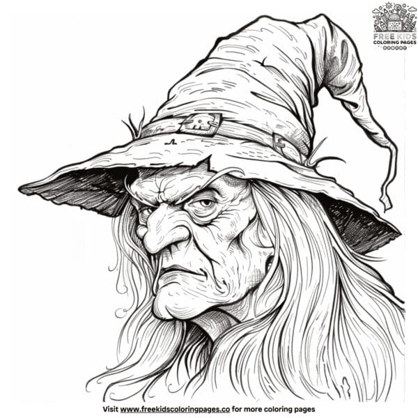 Scary witch coloring pages