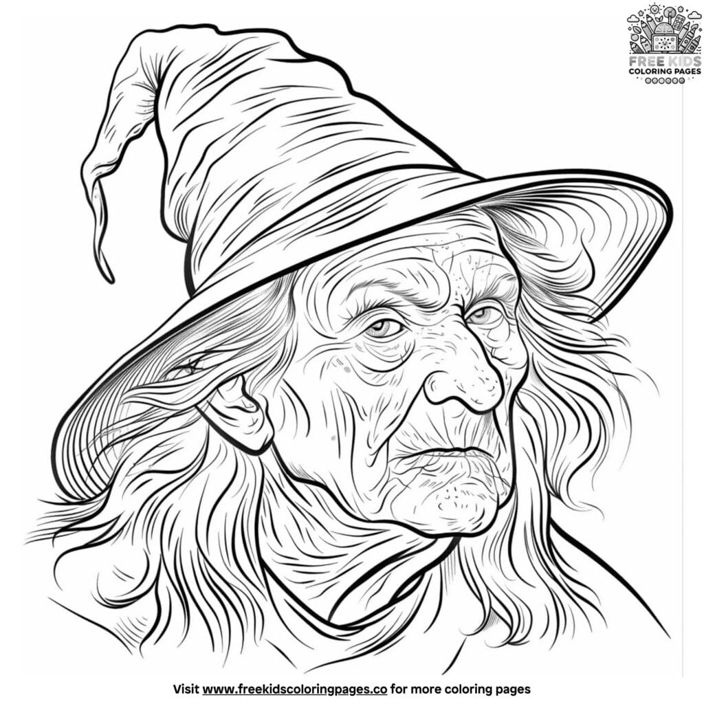 Scary witch coloring pages