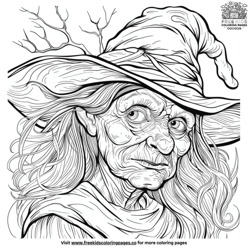 Scary witch coloring pages