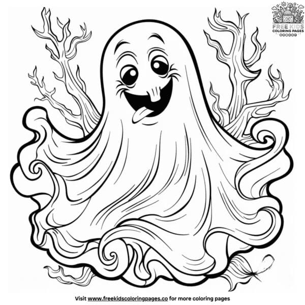 Scary ghost coloring pages