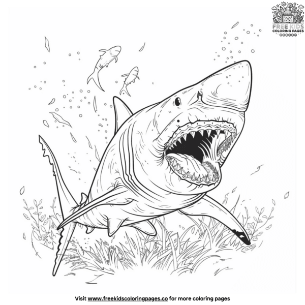 Exciting scary shark coloring pages for brave kids