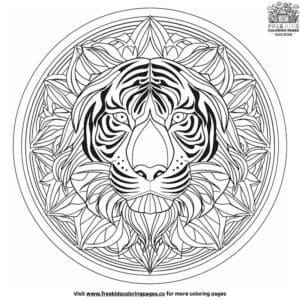 Tranquil Tiger Mandala Coloring Pages