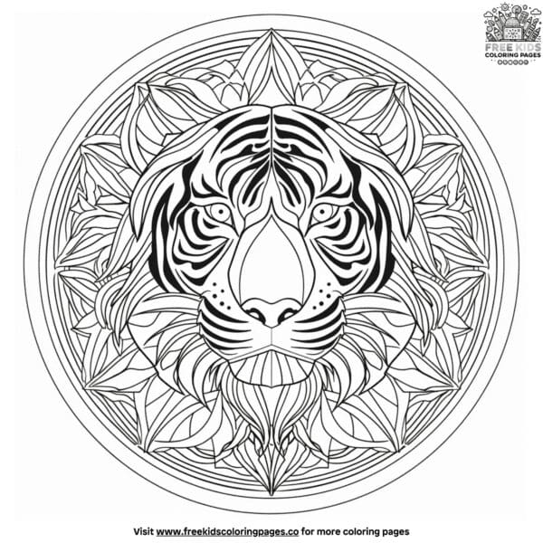 Tranquil tiger mandala coloring pages