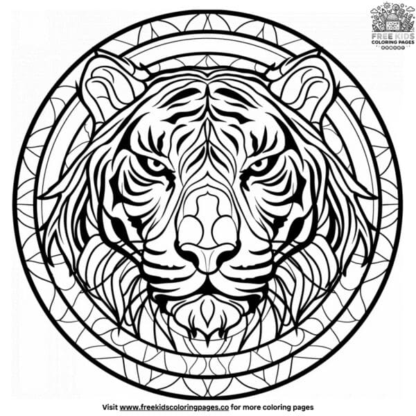 Detailed tiger mandala coloring pages