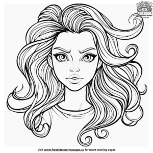 Loose Curls Hair Coloring Pages