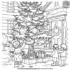 Vibrant Christmas Tree Decorating Party Coloring Page