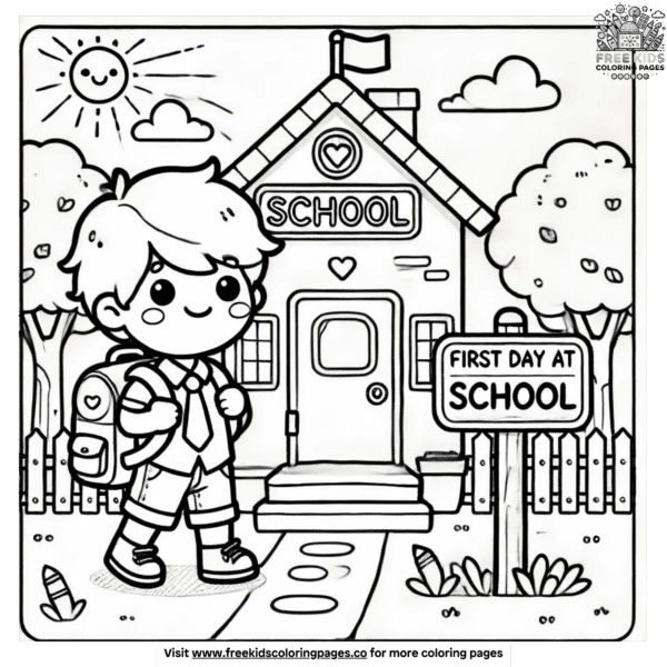 Vibrant first day of school coloring pages