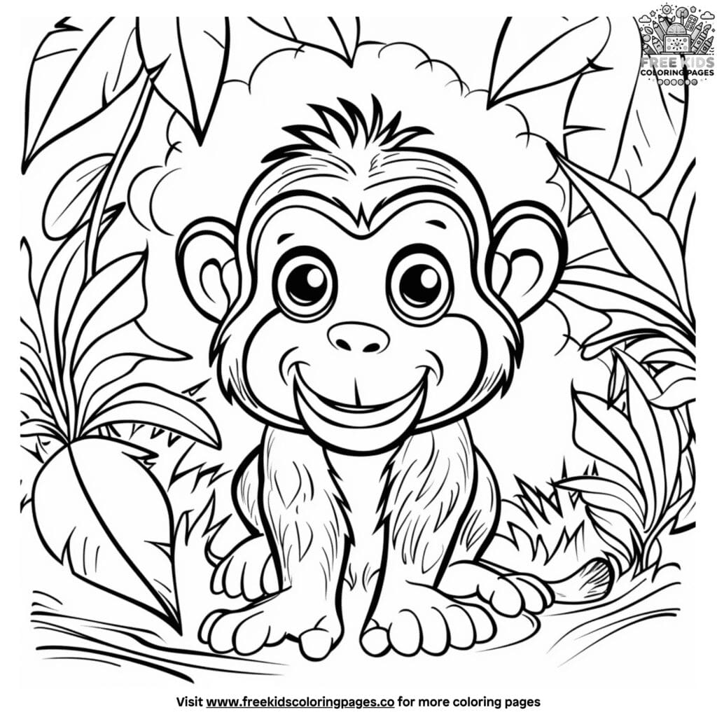 Jungle monkey coloring pages