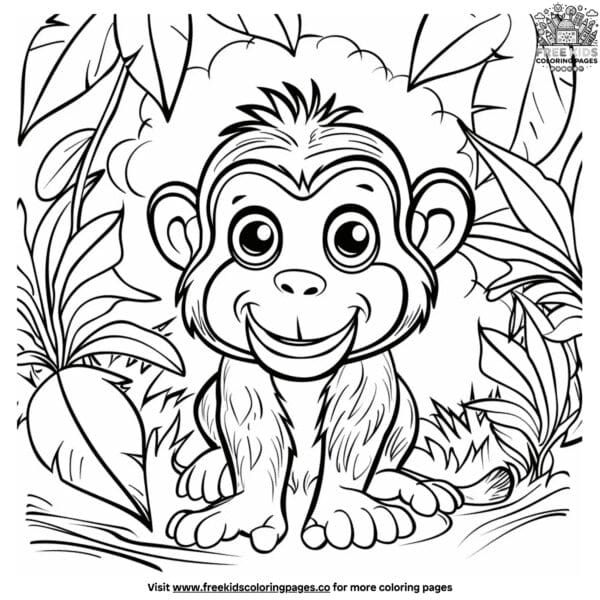 Jungle monkey coloring pages