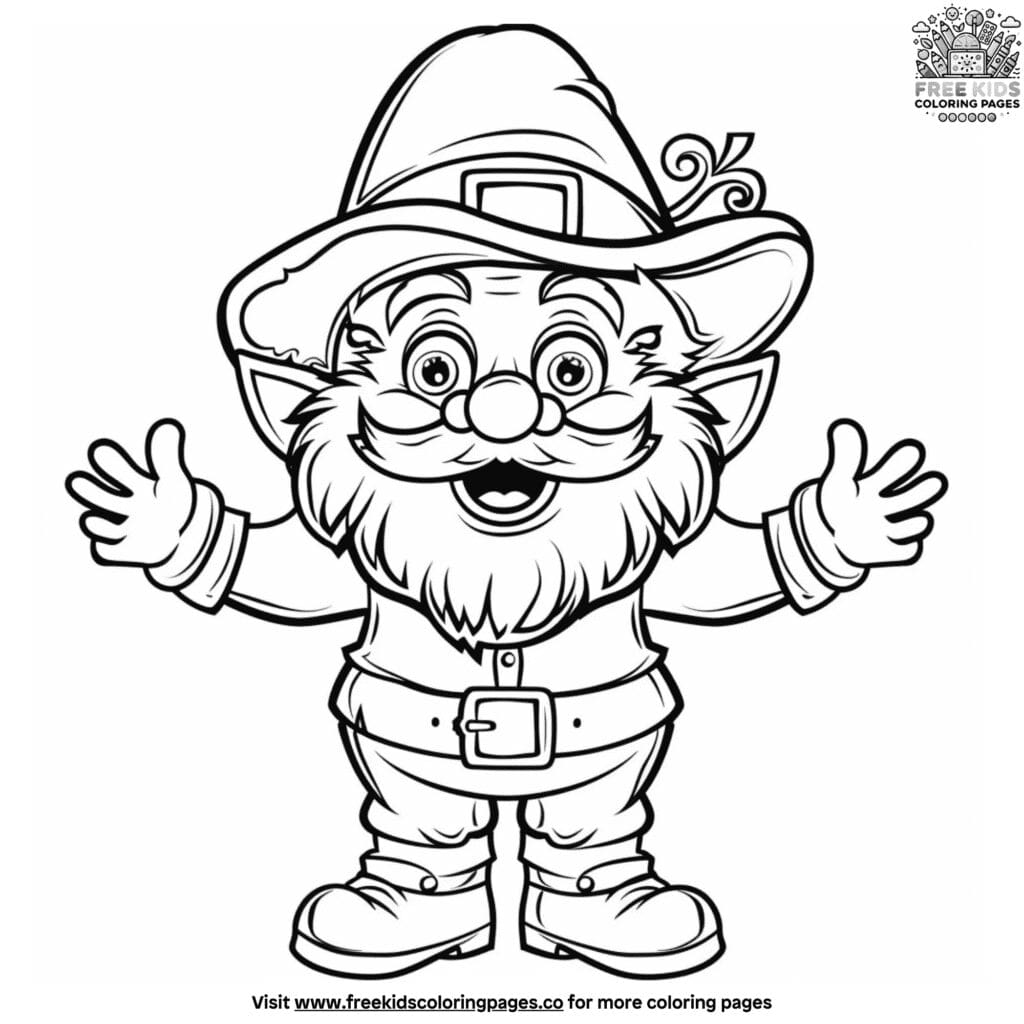 Whimsical leprechaun st. Patrick's day coloring pages