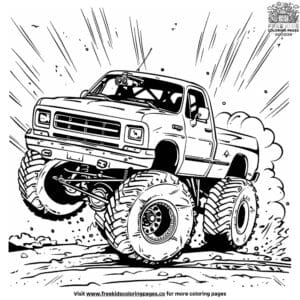 Monster truck in action coloring pages