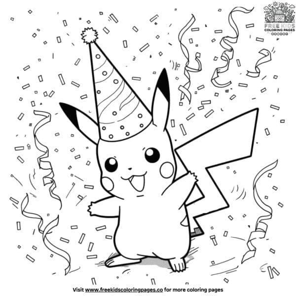 Vibrant pikachu party coloring page collection