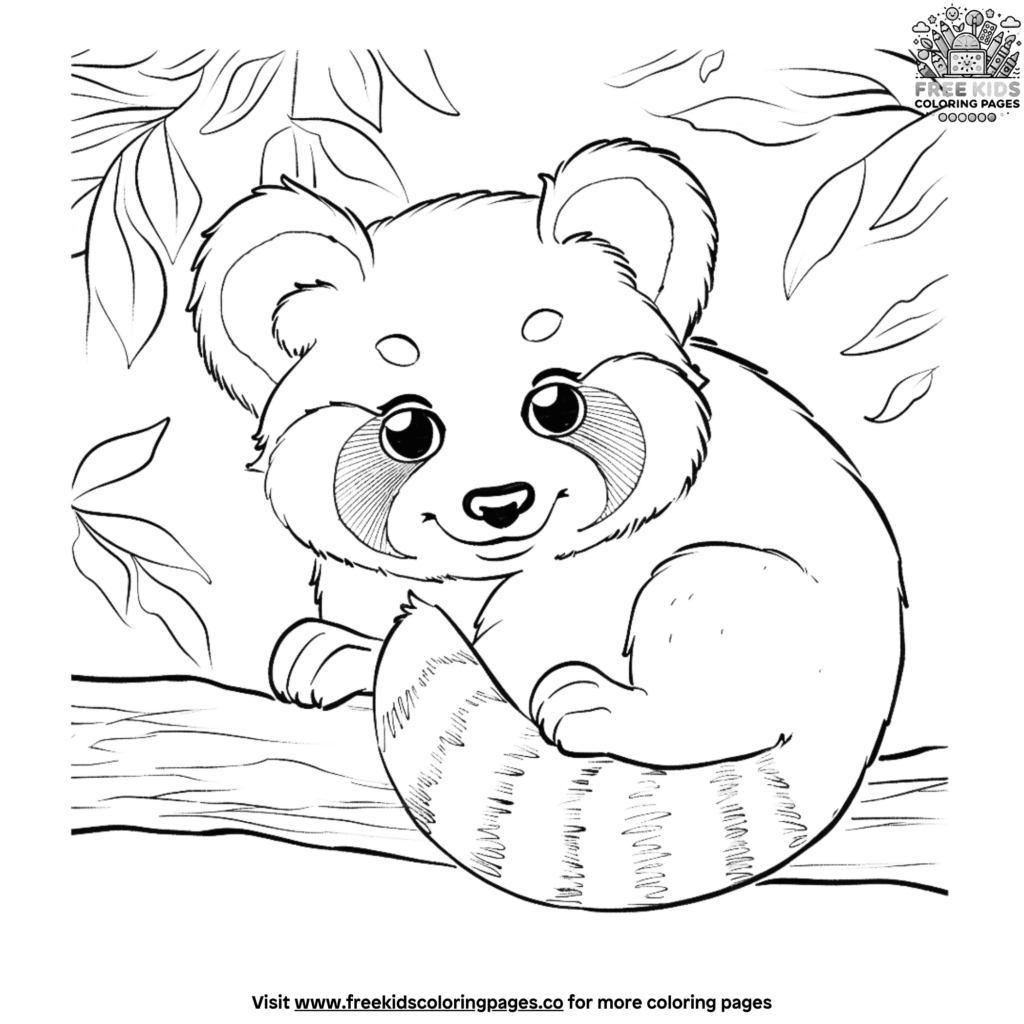 Charming red panda coloring page collection