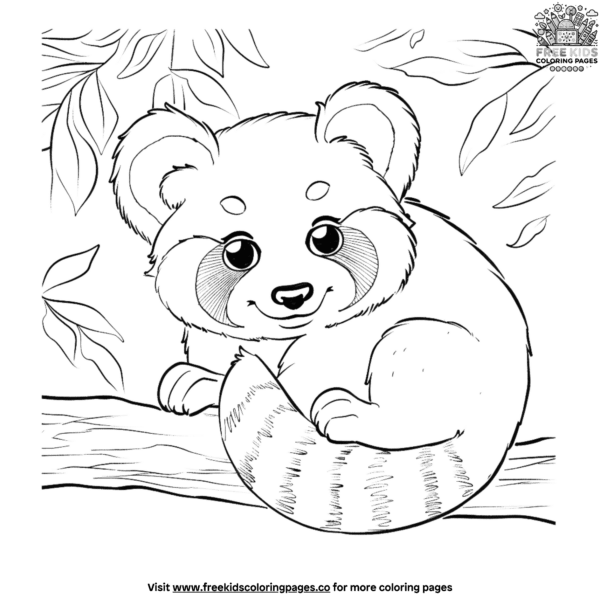 Charming red panda coloring page collection