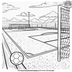 Vibrant soccer field coloring pages