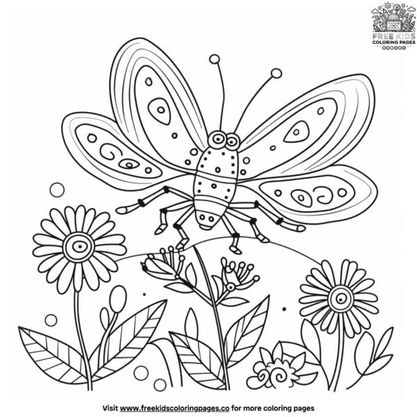 Line art bug coloring pages