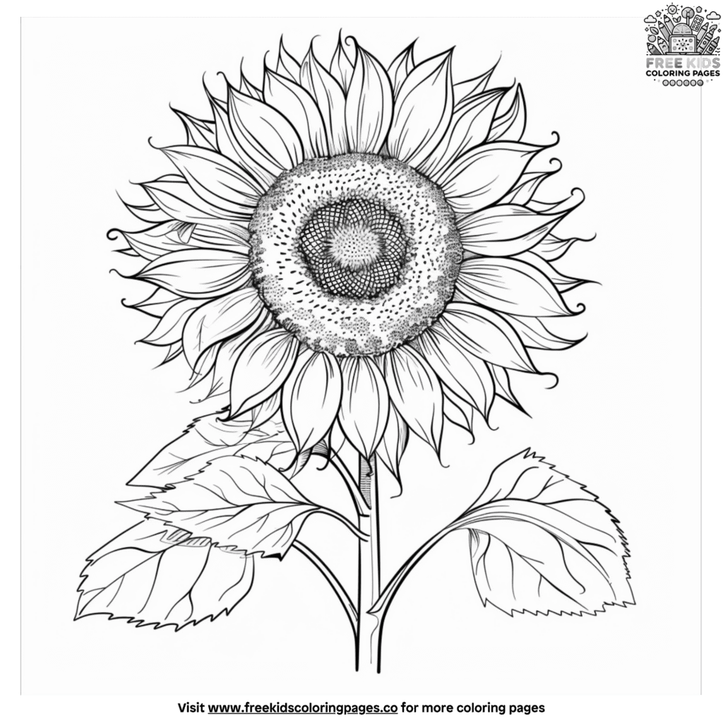 Vibrant sunflower coloring pages for kids