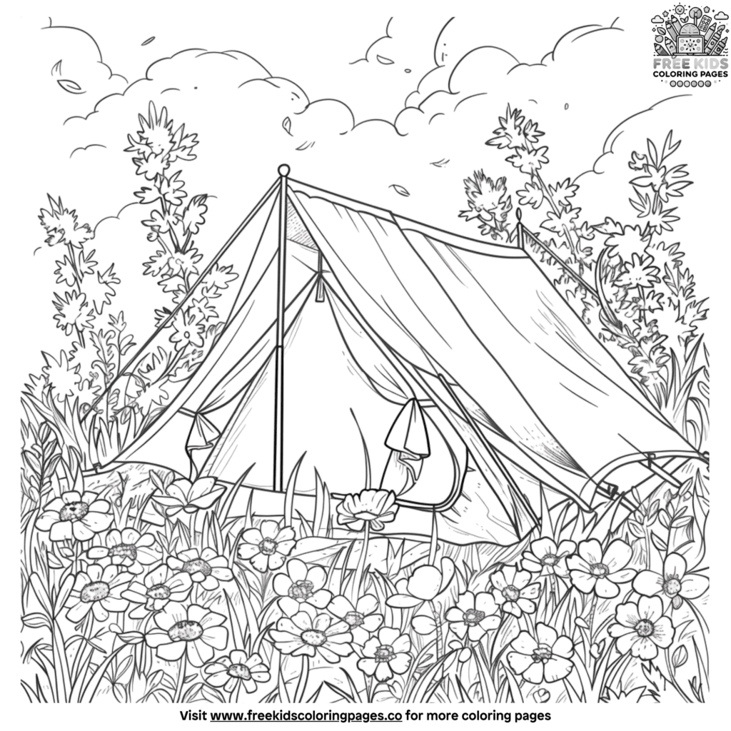 Outdoor camping coloring pages