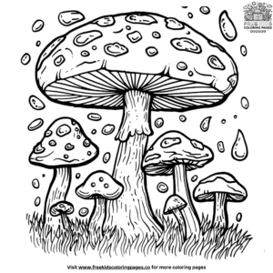 Detailed fantasy mushroom coloring pages