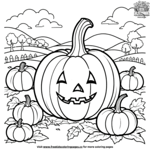 Colorful pumpkin patch coloring pages