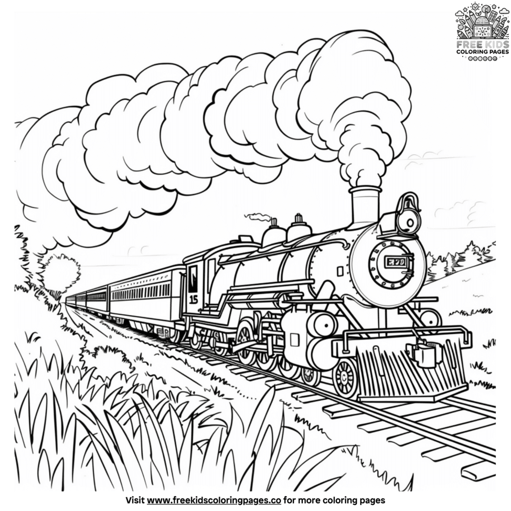 Steam train coloring pages