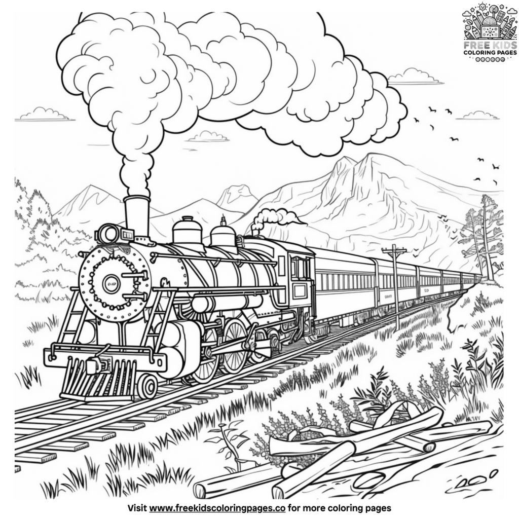 Steam train coloring pages