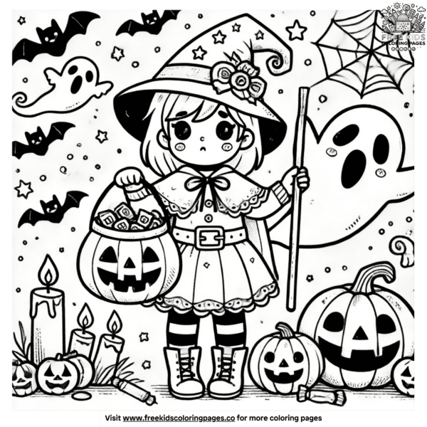 Vivid trick-or-treat halloween coloring pages