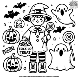 Vibrant Trick-or-Treat Halloween Coloring Pages