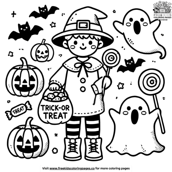 Vibrant trick-or-treat halloween coloring pages