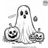 Ghost With Pumpkins Coloring Pages