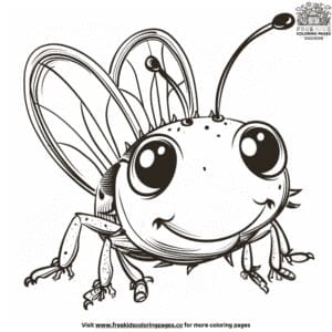 Animation-style bug coloring pages