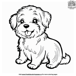 Whimsical cartoon puppy coloring pages