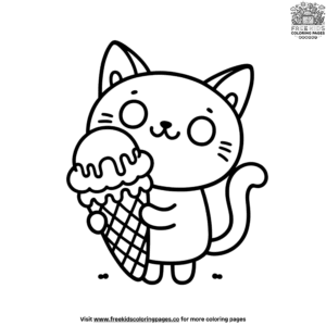 Cat Ice Cream Coloring Pages