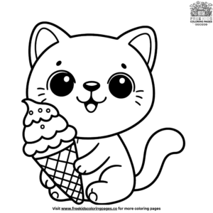 Cat Ice Cream Coloring Pages