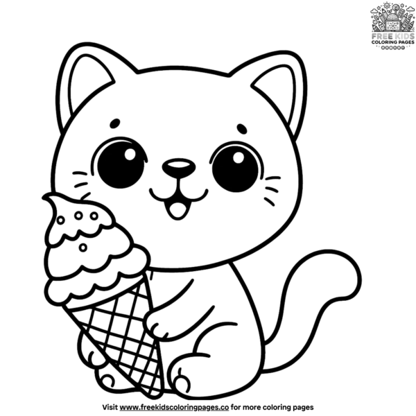 Cat Ice Cream Coloring Pages