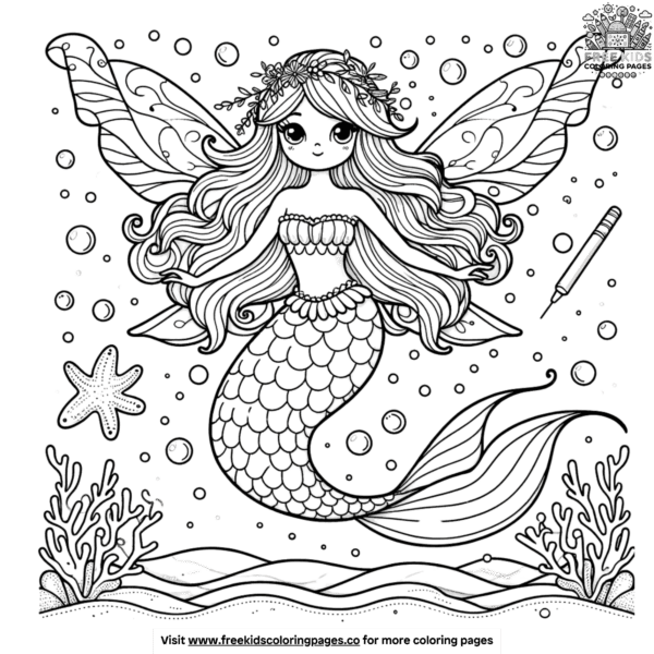 Fairy mermaid coloring pages