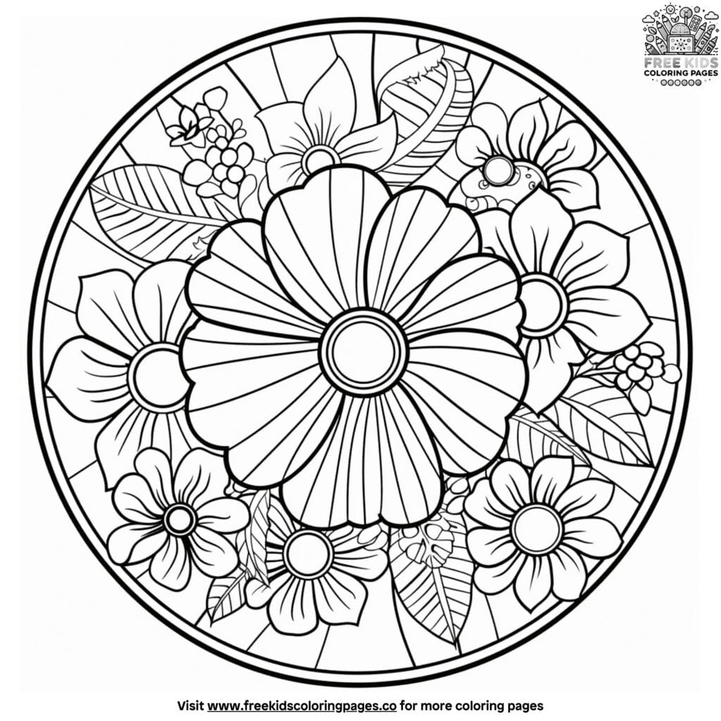 Whimsical floral mandala coloring pages