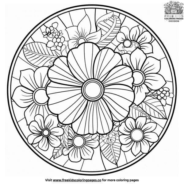 Whimsical floral mandala coloring pages