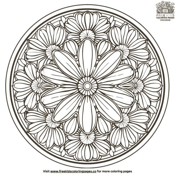 Playful floral mandala coloring pages