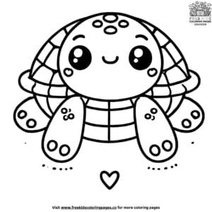 Whimsical kawaii turtle coloring pages