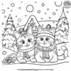 Winter Cat Coloring Pages