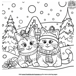 Winter Cat Coloring Pages