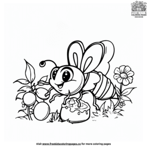 Bug with cake coloring pages