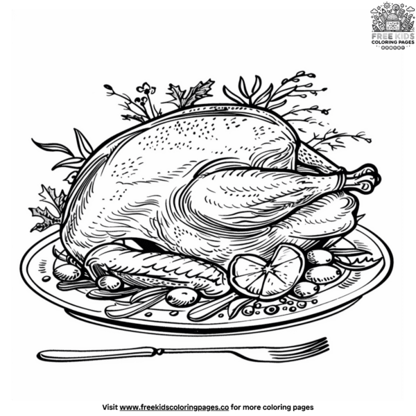 Yummy turkey dinner coloring pages