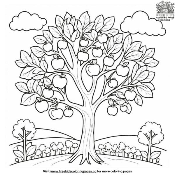 Apple tree coloring page