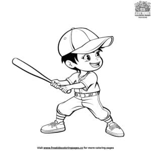 Boy Playing Baseball Coloring Pages