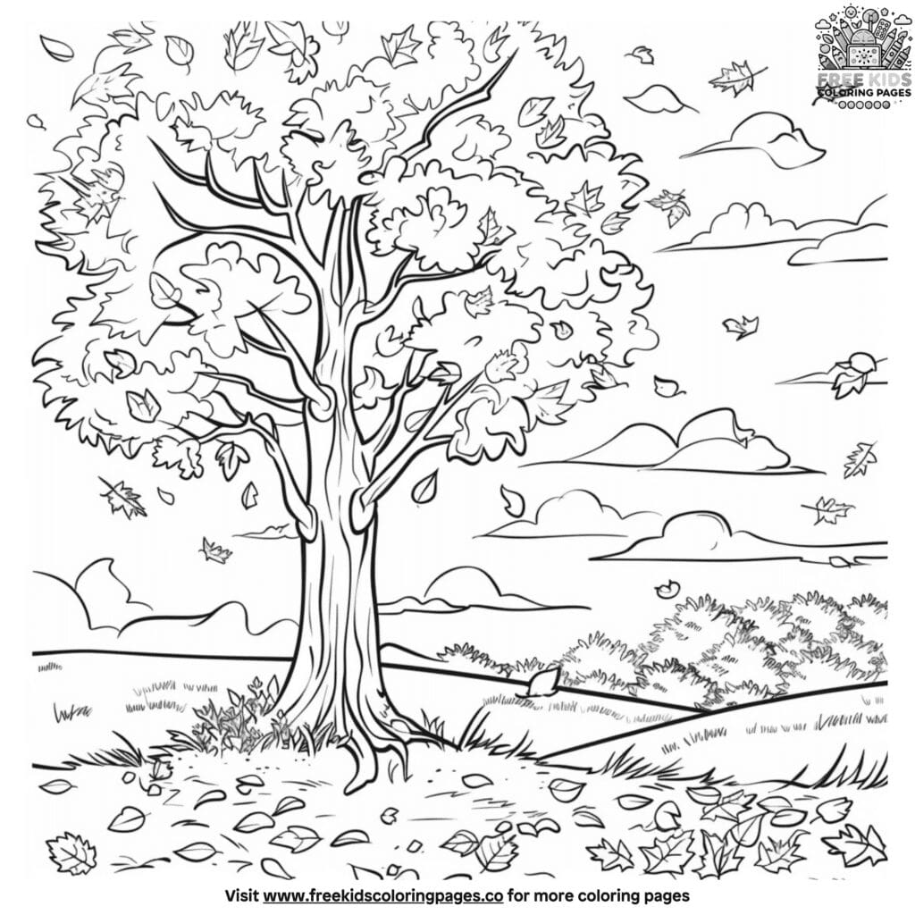 Fall tree coloring pages