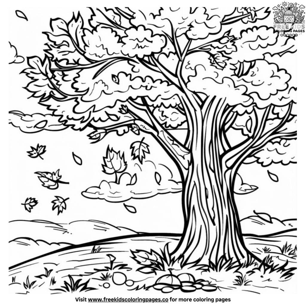 Fall tree coloring pages