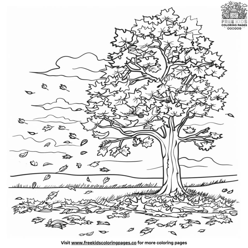 Fall tree coloring pages