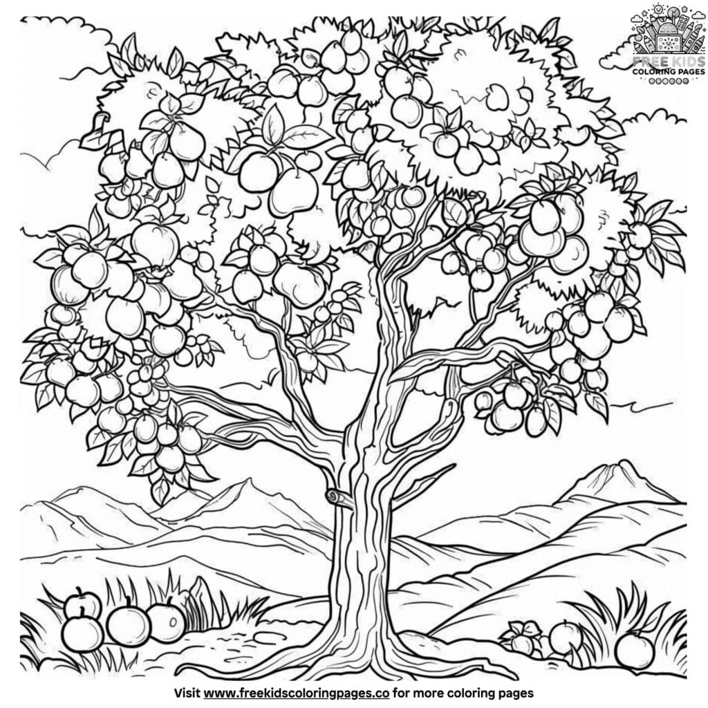 Fruit tree coloring pages